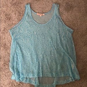 Blue sheer tank top